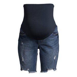 Maternity Denim Bermuda Shorts- Full Panel Size S 4/6 M 8/10 XL 16/18 Jean NWT